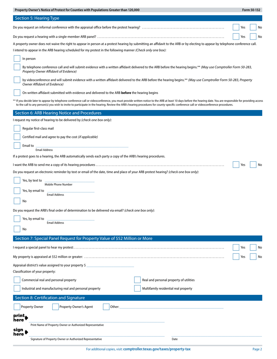 Form 50 132 download fillable pdf or fill online property owner s
