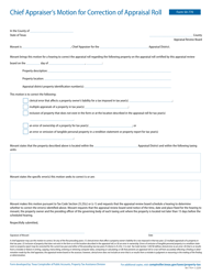 Document preview: Form 50-770 Chief Appraiser's Motion for Correction of Appraisal Roll - Texas