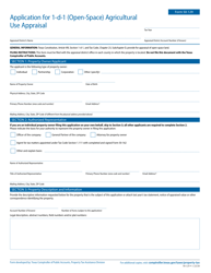 Form 50-129 Application for 1-d-1 (Open-Space) Agricultural Use Appraisal - Texas