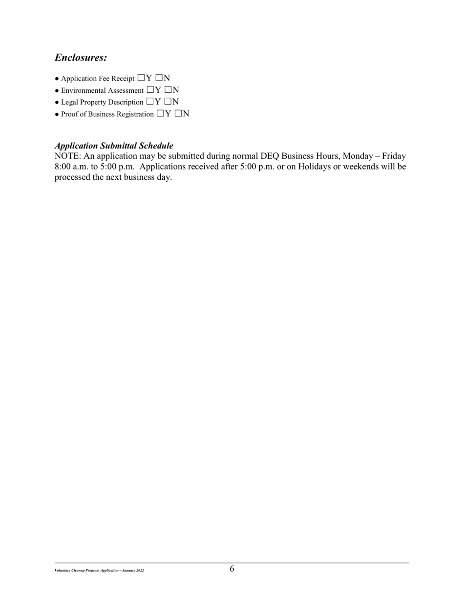 Application Form - Voluntary Cleanup Program - Utah, Page 6