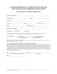 Application Form - Voluntary Cleanup Program - Utah, Page 7