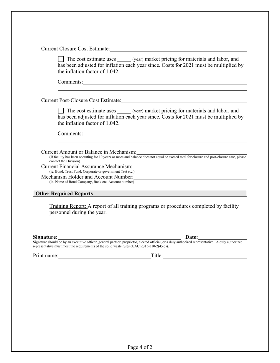 Solid Waste Incinerator Annual Report - Utah, Page 4