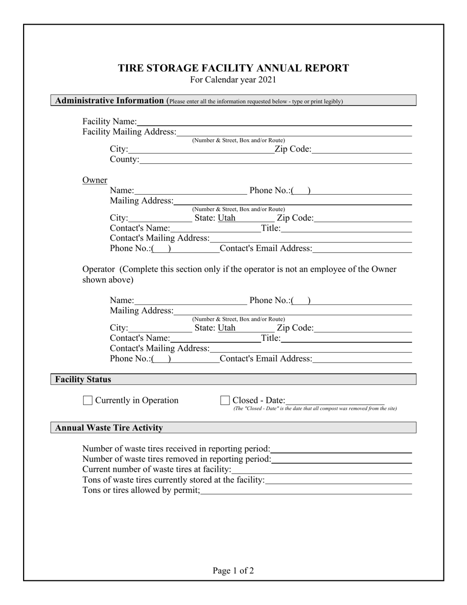 Tire Storage Facility Annual Report - Utah, Page 2