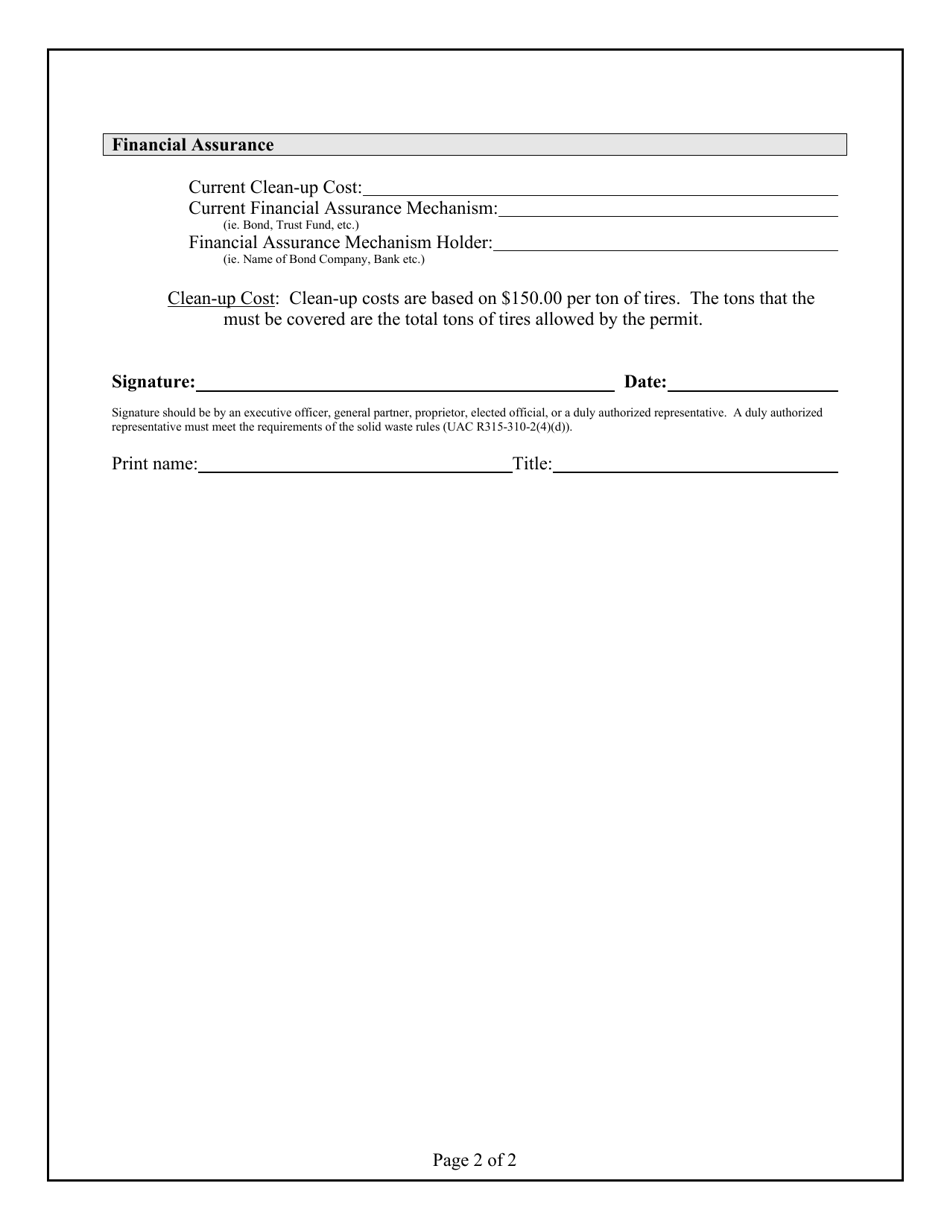 Tire Storage Facility Annual Report - Utah, Page 3