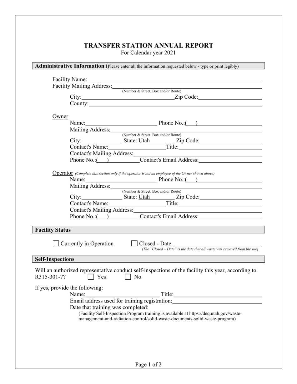 Transfer Station Annual Report - Utah, Page 2