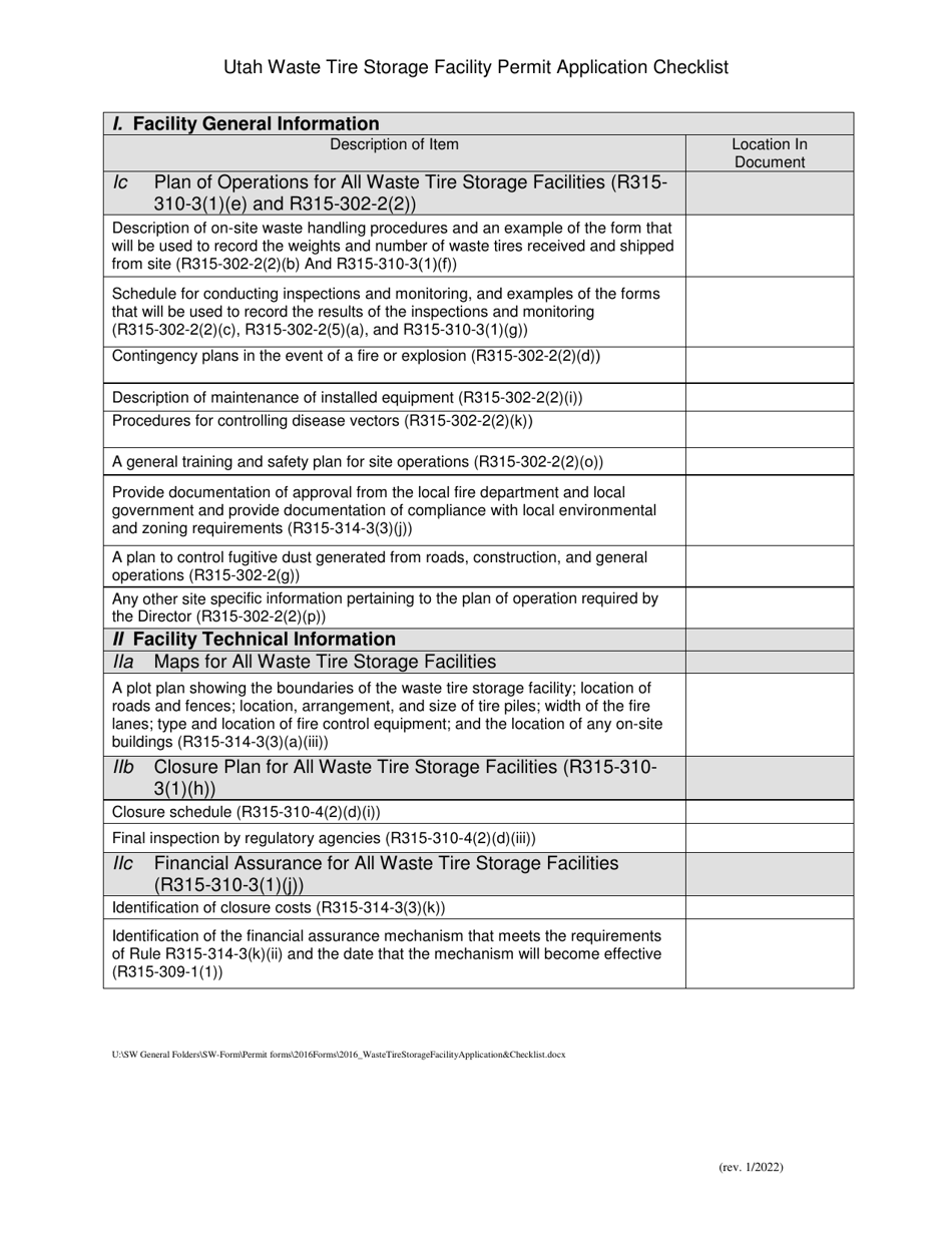 Application for a Permit to Operate a Waste Tire Storage Facility - Utah, Page 5