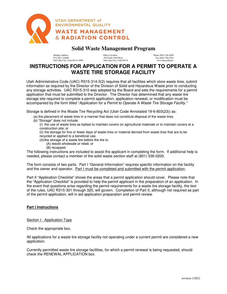Application for a Permit to Operate a Waste Tire Storage Facility - Utah, Page 6
