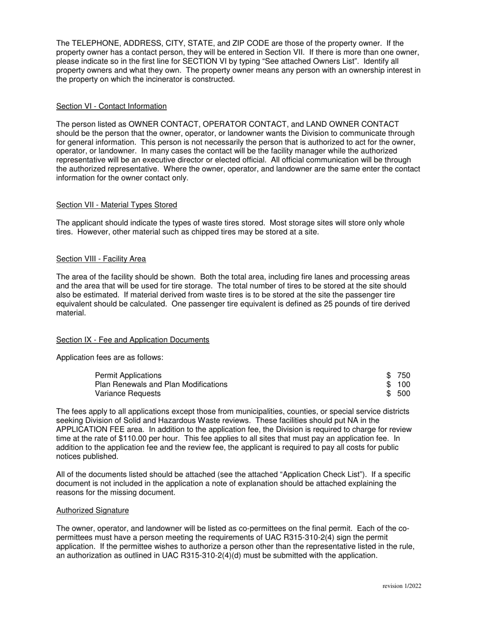 Application for a Permit to Operate a Waste Tire Storage Facility - Utah, Page 8