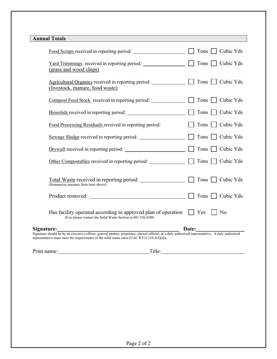 Compost Facility Annual Report - Utah, Page 3
