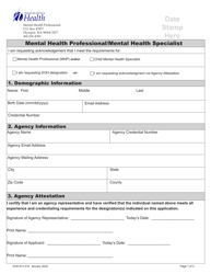 DOH Form 611-015 Mental Health Professional/Mental Health Specialist Application - Washington, Page 3