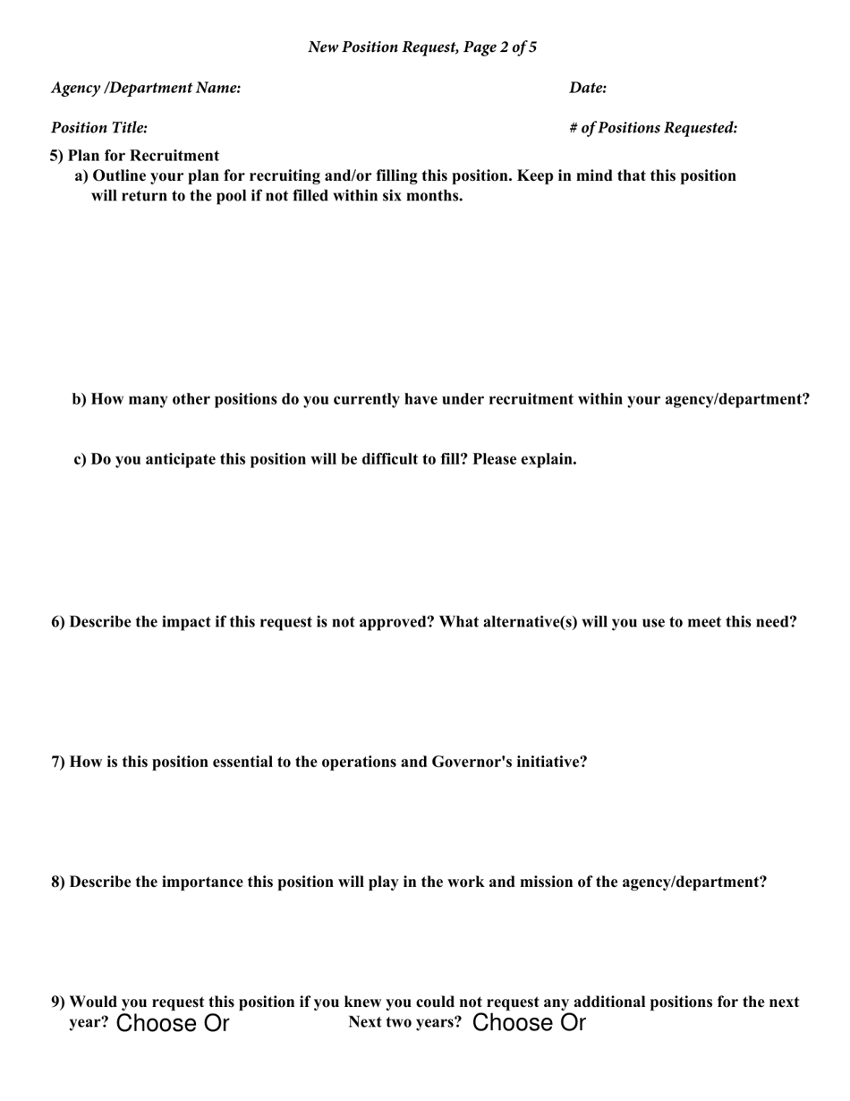 Request for a New Position From the Position Pool - Vermont, Page 2