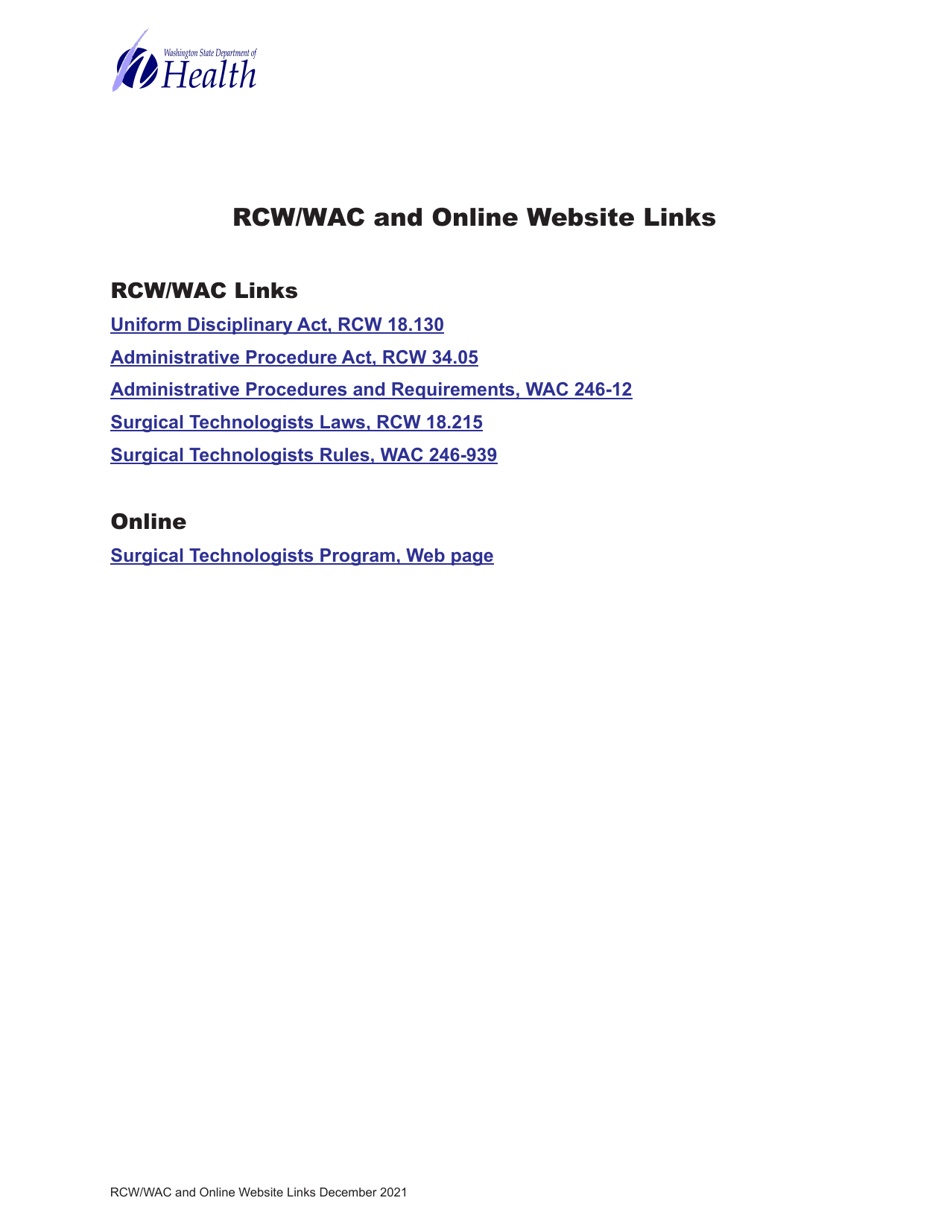 DOH Form 669-217 Surgical Technologist Expired Registration Activation Application - Washington, Page 9