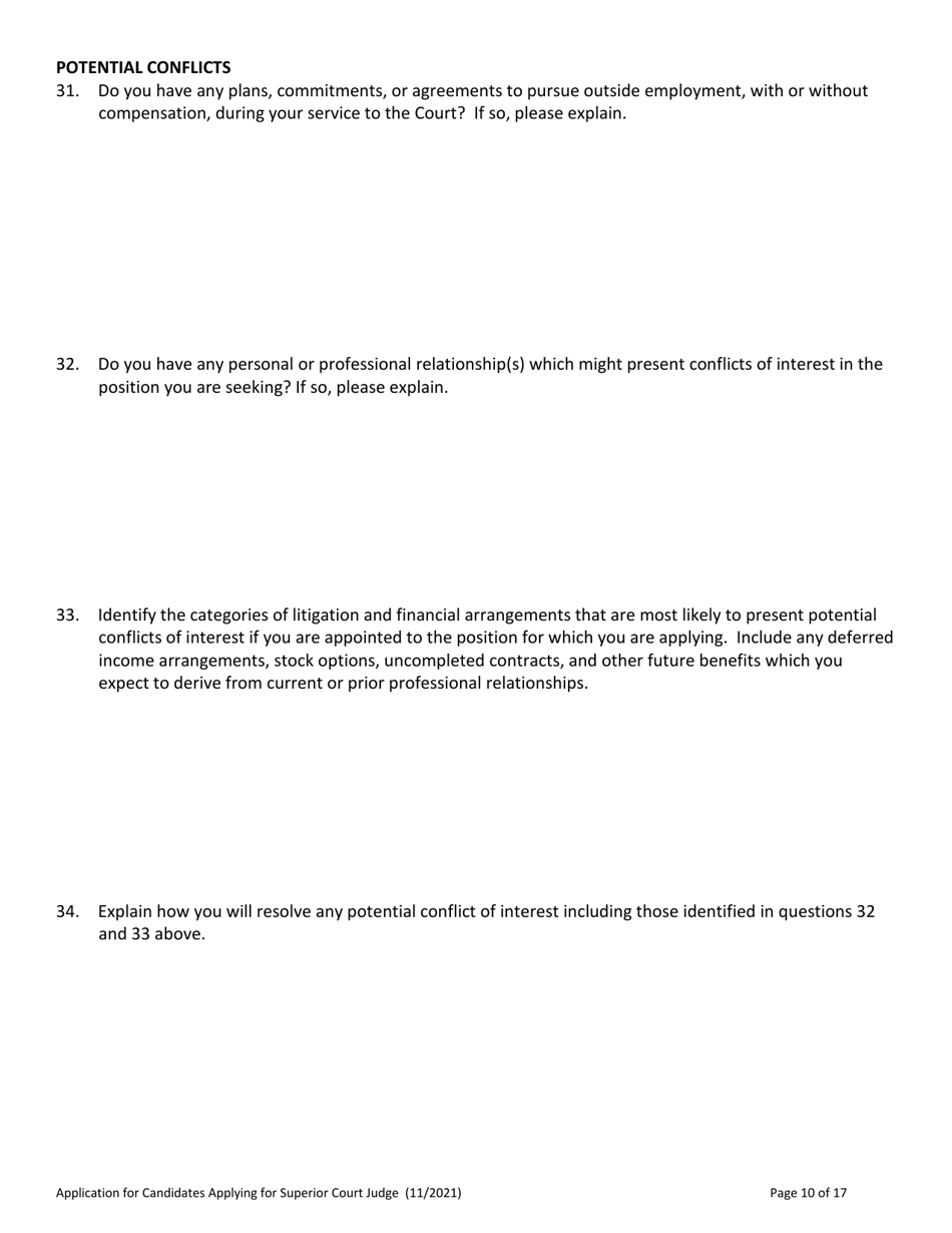 Application for Candidate for Superior Court Judge - Vermont, Page 10