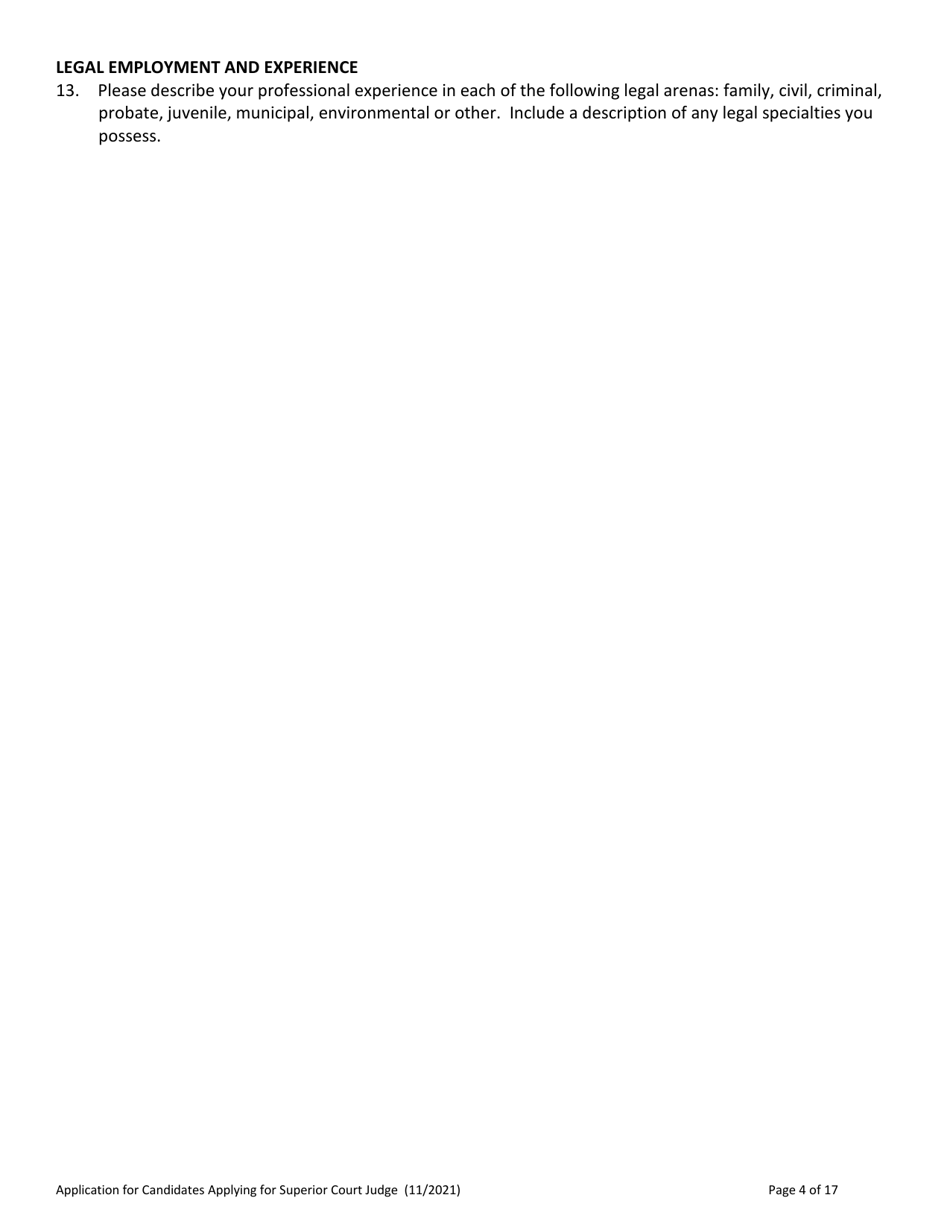 Application for Candidate for Superior Court Judge - Vermont, Page 4