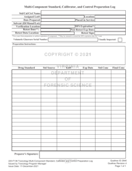 DFS Form 220-F136 &quot;Toxicology Multi-Component Standard, Calibrator, and Control Preparation Log&quot; - Virginia