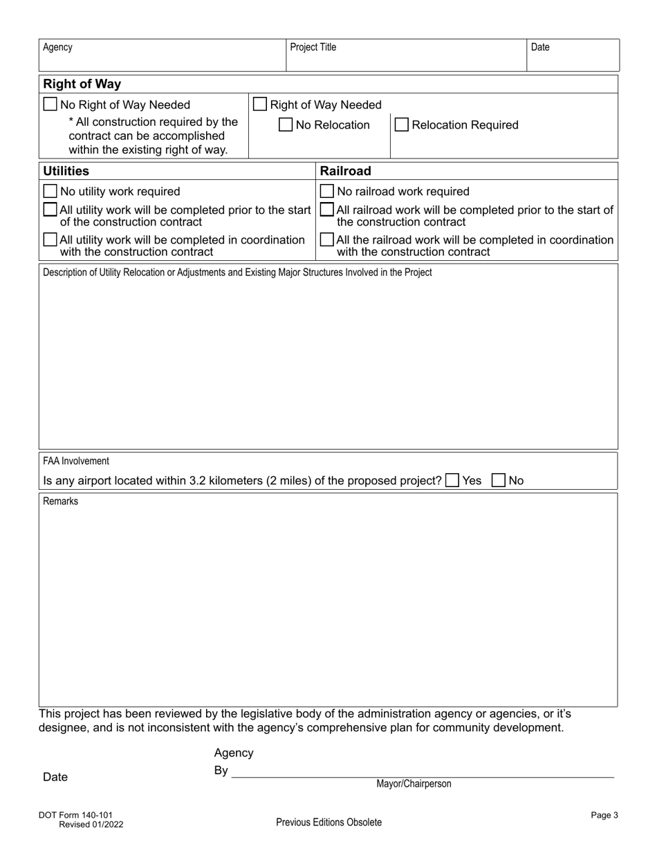 DOT Form 140-101 Local Agency Federal Aid Project Prospectus - Washington, Page 3