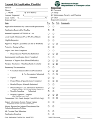 Document preview: Airport Aid Application Checklist - Washington