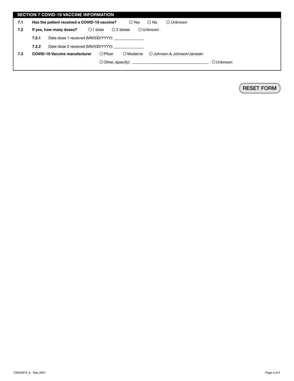 Form CS324613_A Multisystem Inflammatory Syndrome Associated With Covid-19 Case Report Form, Page 4