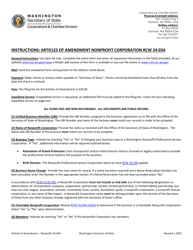 Articles of Amendment - Washington Nonprofit Corporation - Washington