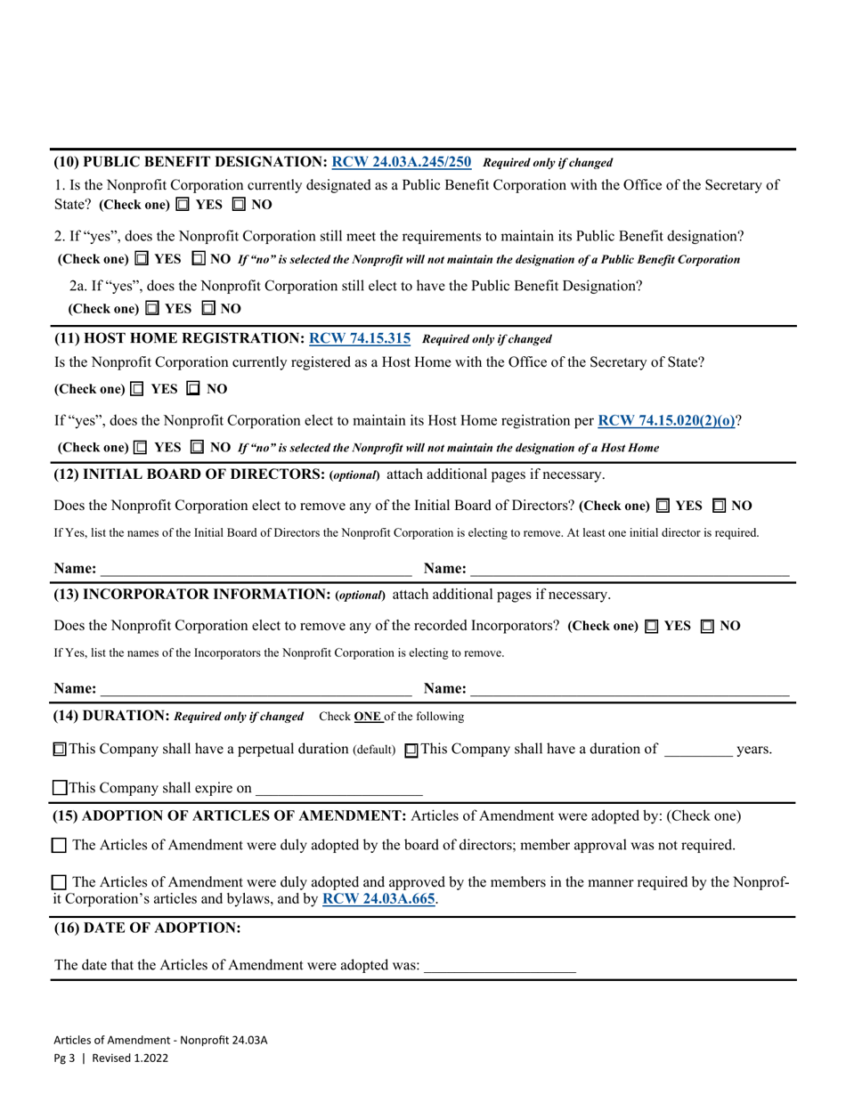 Articles of Amendment - Washington Nonprofit Corporation - Washington, Page 6
