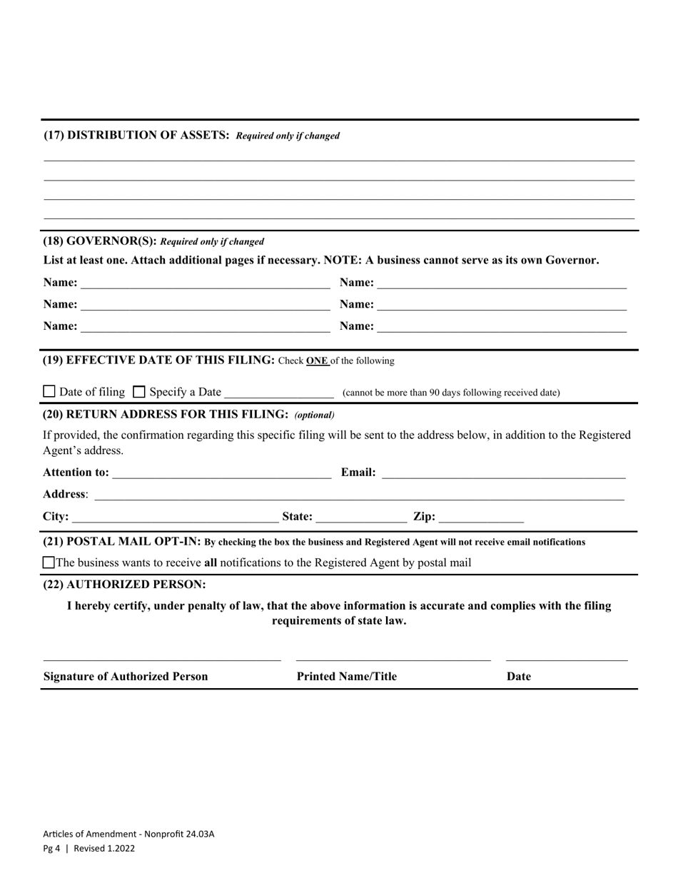 Articles of Amendment - Washington Nonprofit Corporation - Washington, Page 7