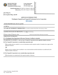 Articles of Dissolution - Washington Nonprofit and Nonprofit Professional Service Corporation - Washington, Page 2