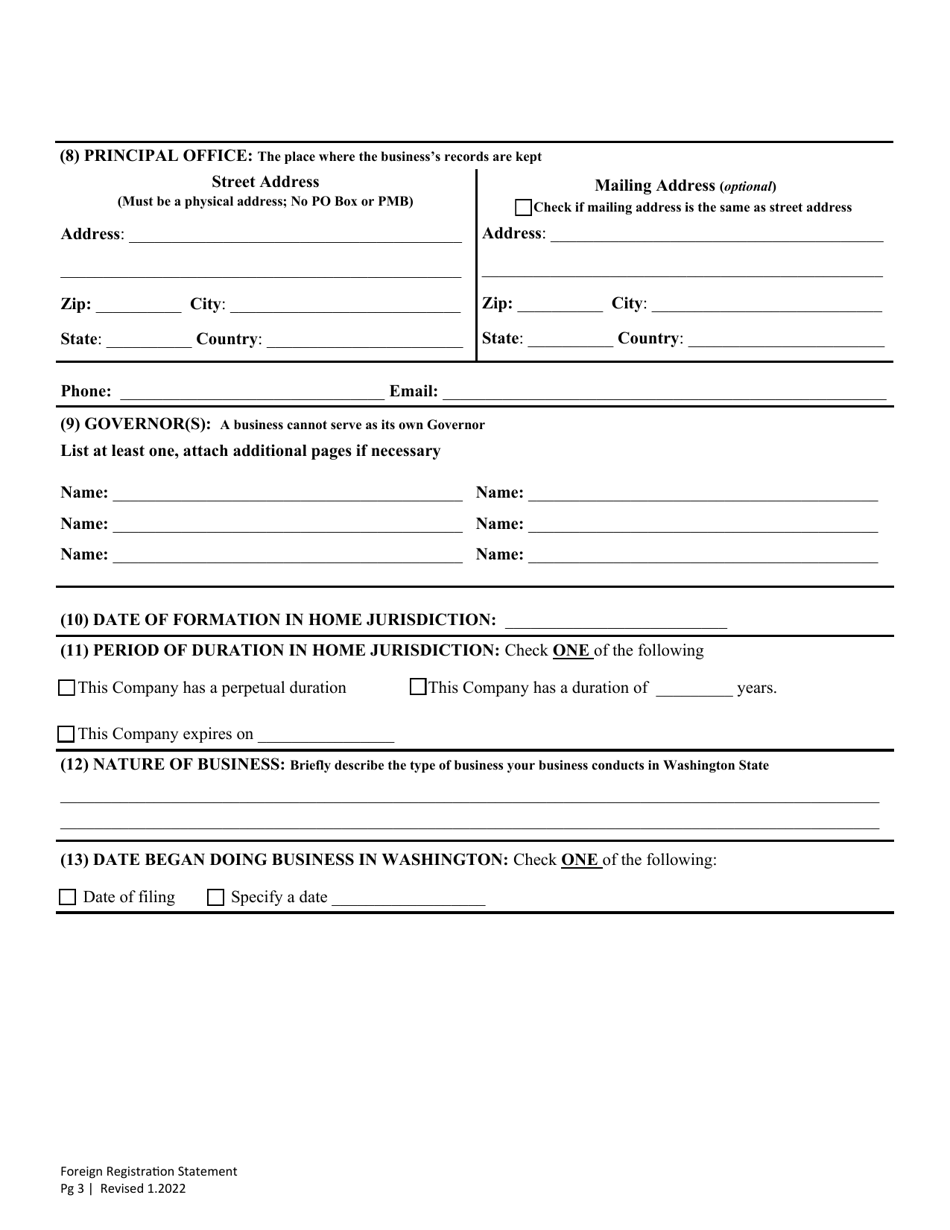 Profit Foreign Registration Statement - Washington, Page 5
