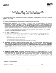 Document preview: Form CFWB-047 Notification of New York City Requirement for Relative-Only Child Care Providers - New York City