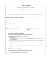 Document preview: Form 12 Certificate for Survey Records - Queensland, Australia