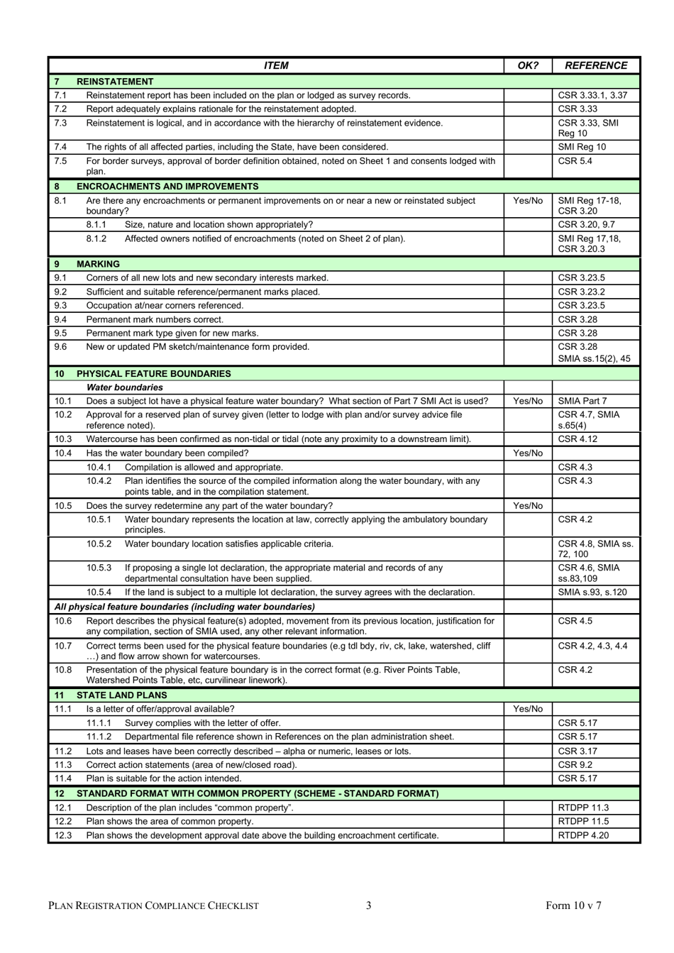 Form 10 Plan Registration Compliance Checklist - Queensland, Australia, Page 3