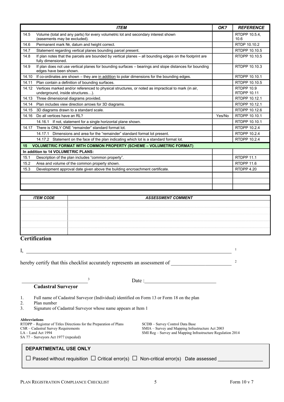 Form 10 Plan Registration Compliance Checklist - Queensland, Australia, Page 5