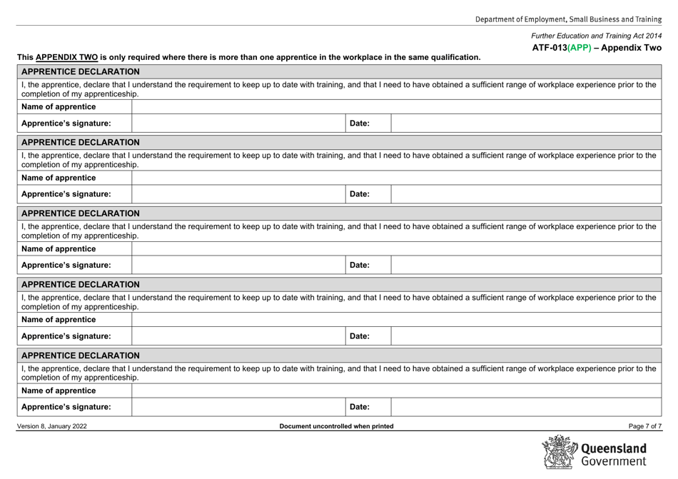 Form ATF-013(APP) Employer Resource Assessment - Apprentice / S - Queensland, Australia, Page 7