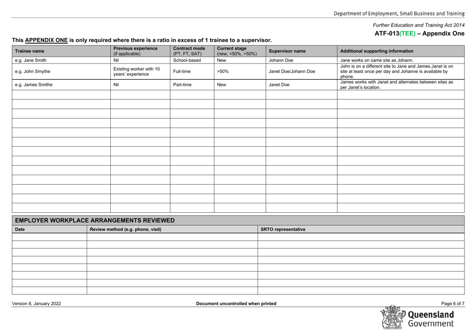 Form ATF-013(TEE) Employer Resource Assessment - Trainee / S - Queensland, Australia, Page 6