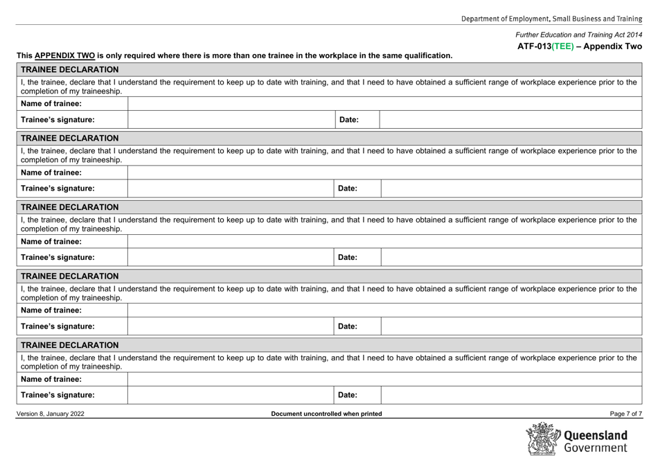 Form ATF-013(TEE) Employer Resource Assessment - Trainee / S - Queensland, Australia, Page 7
