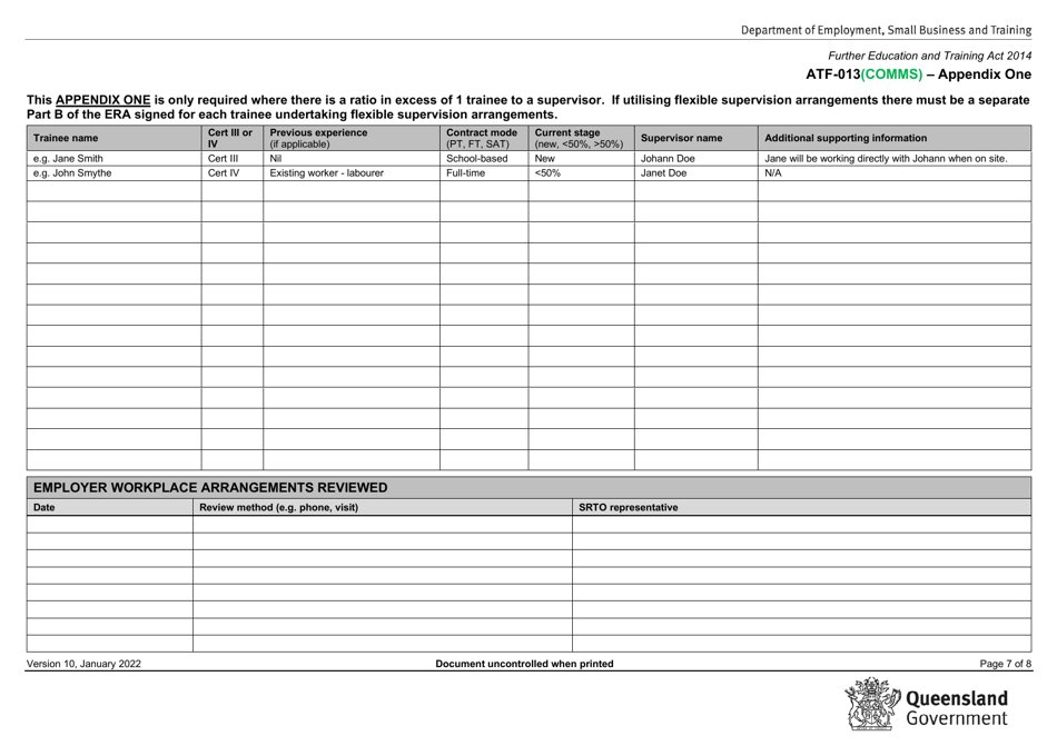 Form ATF-013(COMMS) Employer Resource Assessment - Community Care (Specified) - Queensland, Australia, Page 7