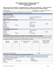 DWC Form RFA Request for Authorization - California