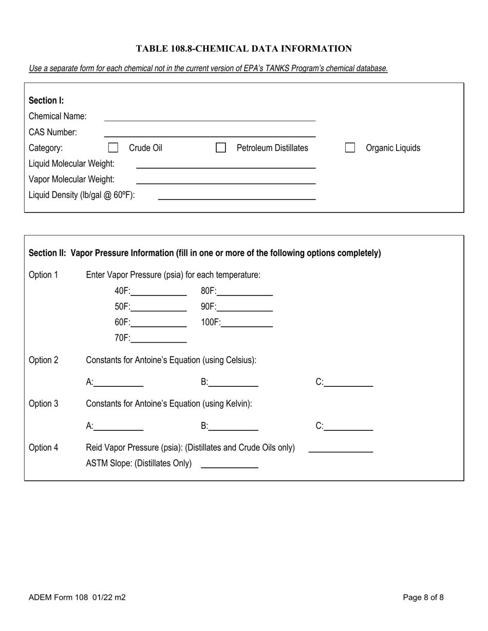 ADEM Form 108 Download Fillable PDF Or Fill Online Permit Application ...