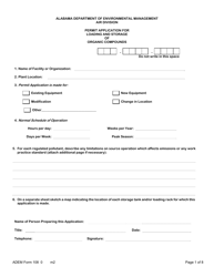 ADEM Form 108 Permit Application for Loading and Storage of Organic Compounds - Alabama, Page 3