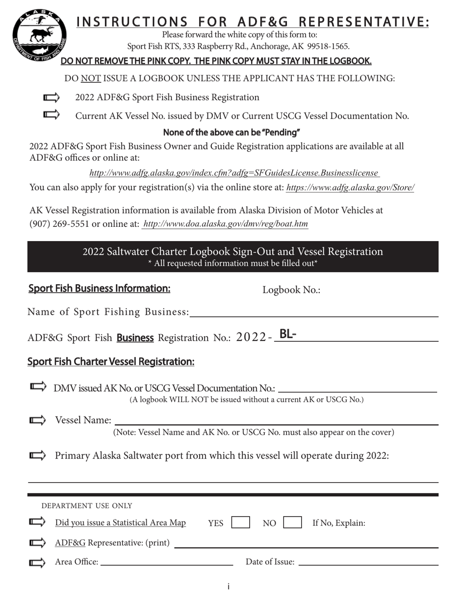 Saltwater Charter Logbook and Vessel Registration - Alaska, Page 3
