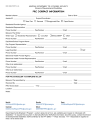 Document preview: Form DDD-1986A Prc Contact Information - Arizona