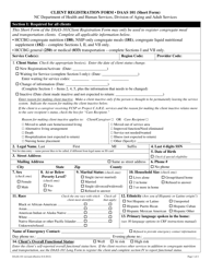 Document preview: Form DAAS-101 Client Registration Form (Short Form) - North Carolina