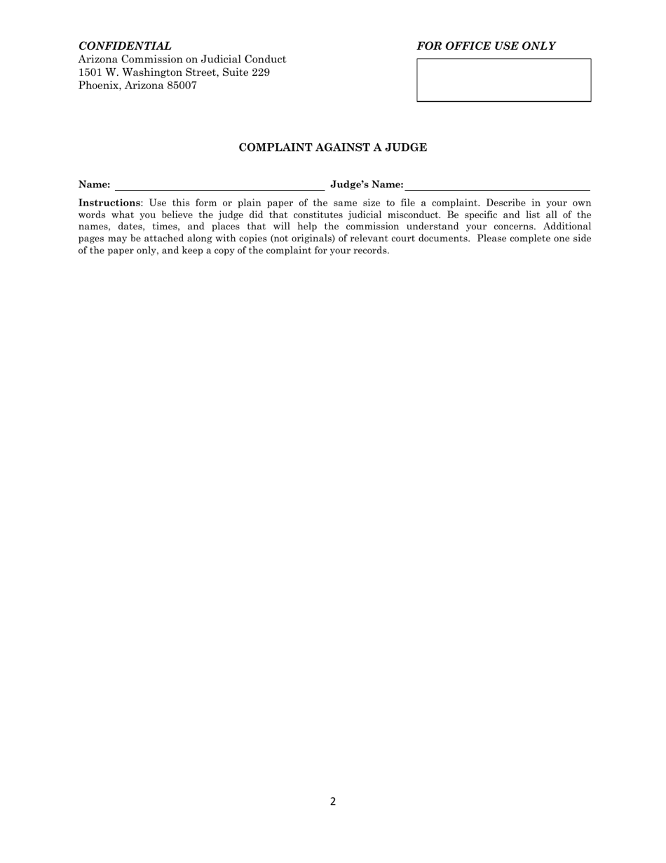 Complaint Against a Judge - Arizona, Page 2