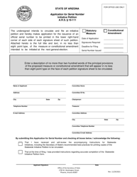 Document preview: Application for Serial Number - Initiative Petition - Arizona