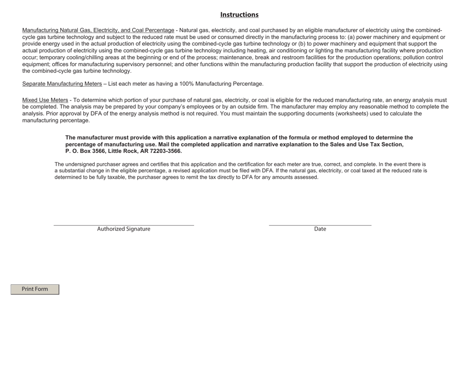 Form ET-186 A Manufacturer of Electricity Utility Reduced Rate Application - Arkansas, Page 2