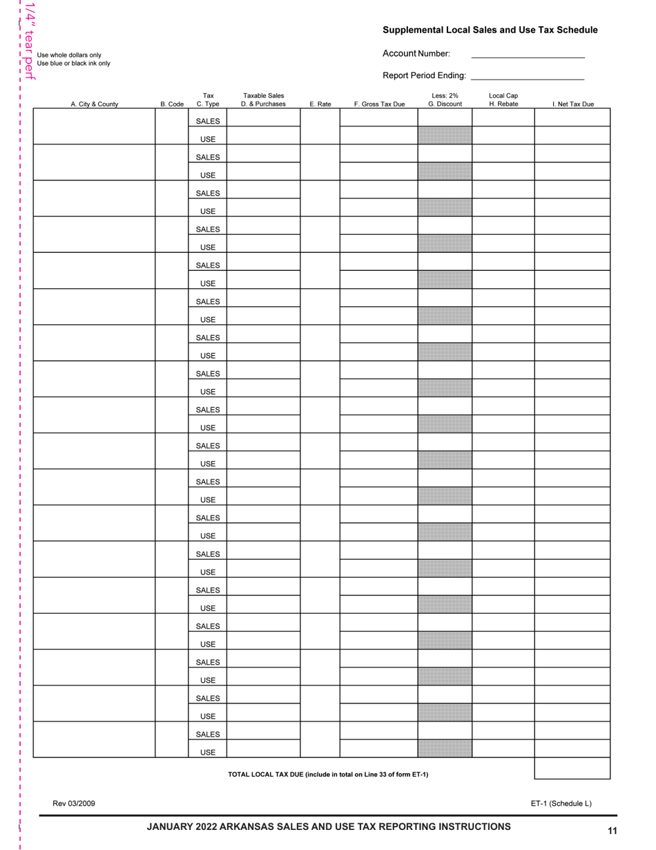 Instructions for Form ET-1 Arkansas Excise Tax Return - Arkansas, Page 11