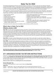Instructions for Form ET-1 Arkansas Excise Tax Return - Arkansas