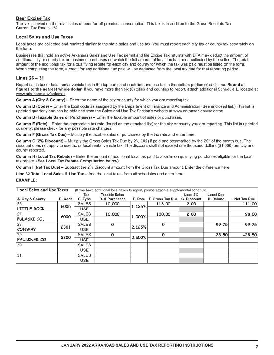 Instructions for Form ET-1 Arkansas Excise Tax Return - Arkansas, Page 7
