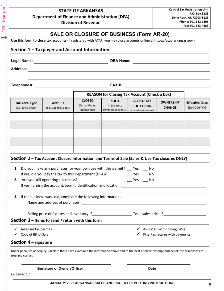 Instructions for Form ET-1 Arkansas Excise Tax Return - Arkansas, Page 9