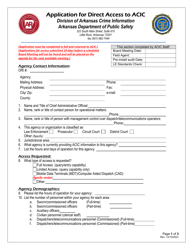 Application for Direct Access to Acic - Arkansas