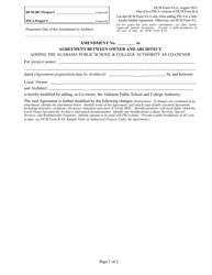 Document preview: DCM Form 9-LA Amendment to Agreement Between Owner and Architect Adding the Alabama Public School & College Authority as Co-owner - Alabama